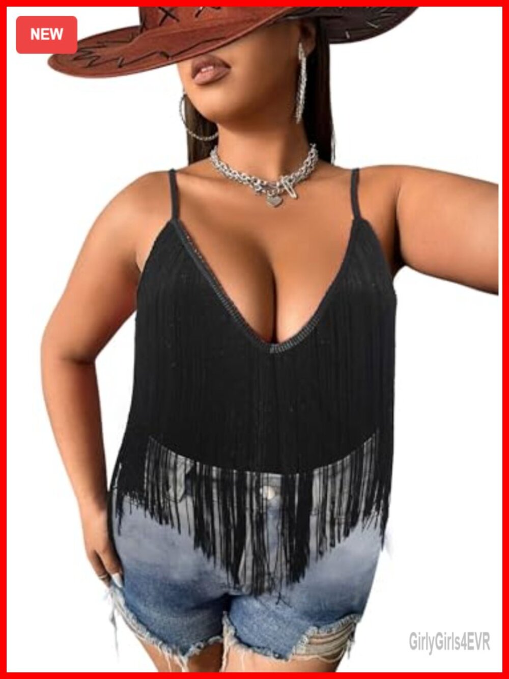 Womens Plus Size Fringe Tank Top Western Cowgirl Country Concert